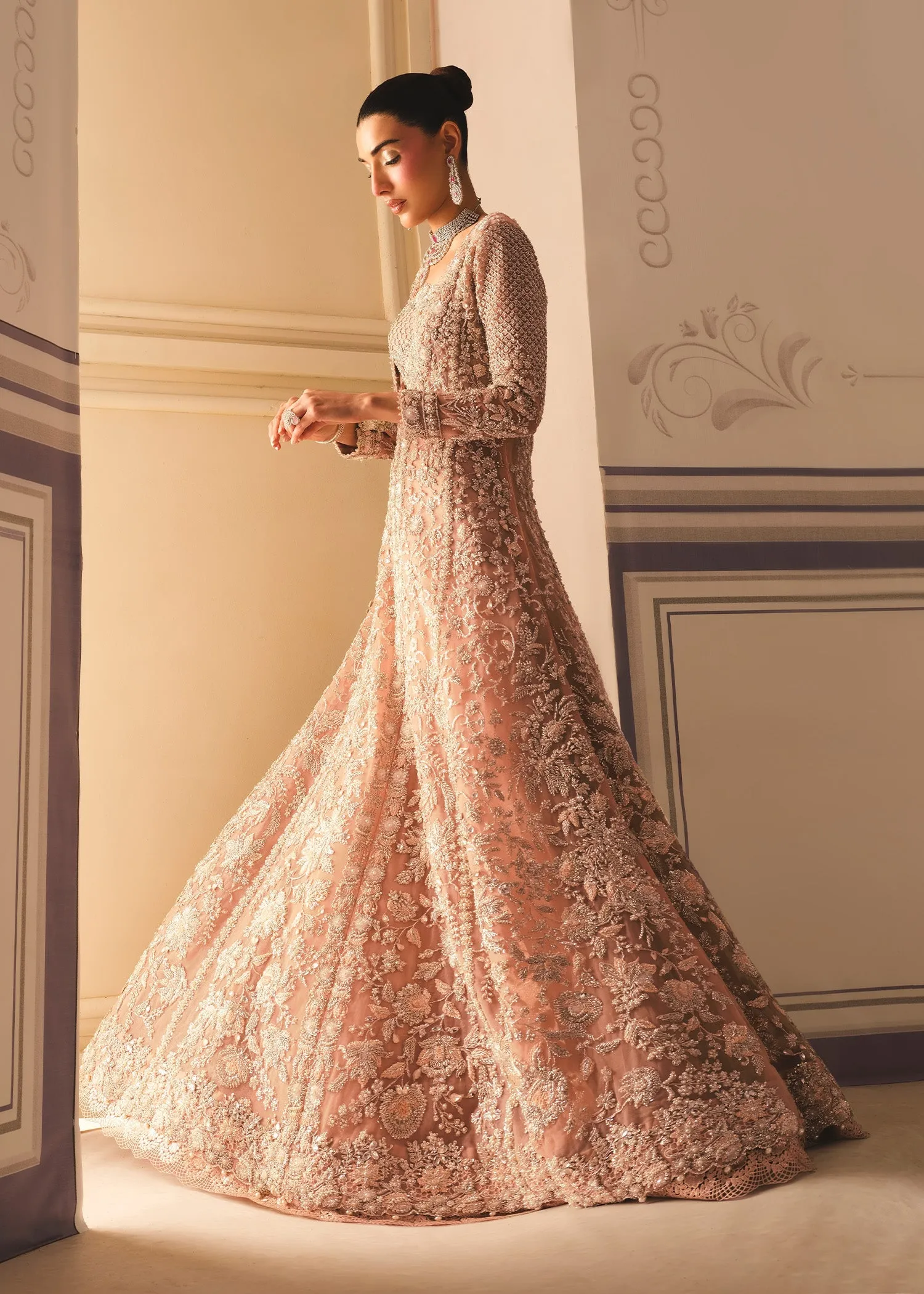 Gown Lehenga and Dupatta Style Pakistani Bridal Dress