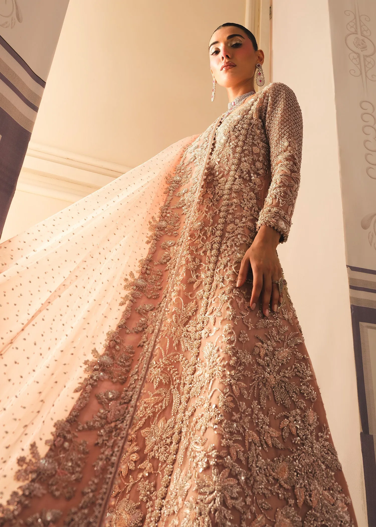 Gown Lehenga and Dupatta Style Pakistani Bridal Dress