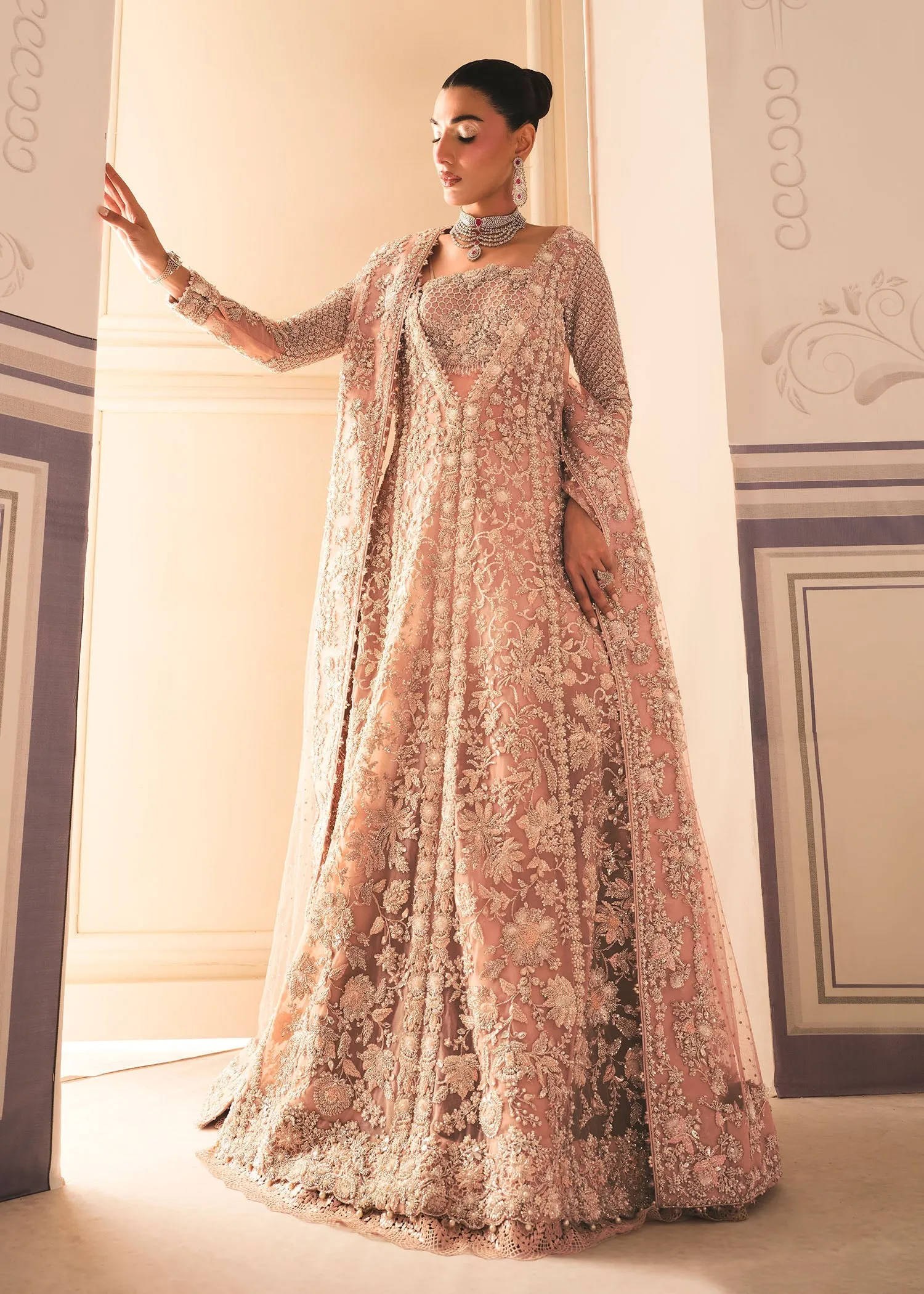 Gown Lehenga and Dupatta Style Pakistani Bridal Dress