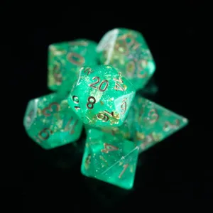Green & Gold Leaf Wedding Dice – 7 Piece Set
