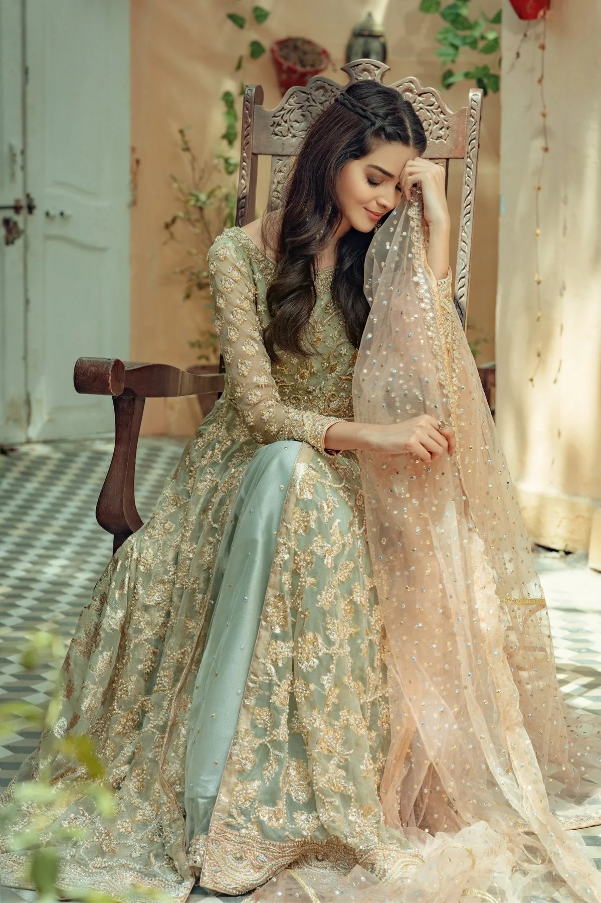 Green Bridal North Indian Lehenga Wedding Dress #BN1020