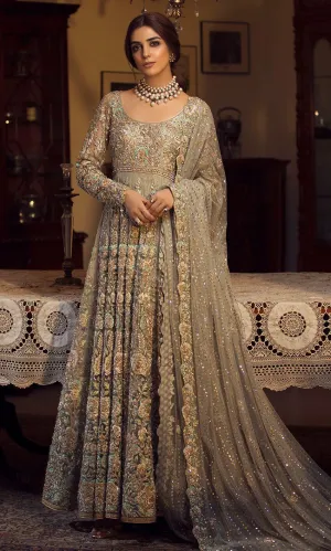 Grey Color Wedding Anarkali Gown