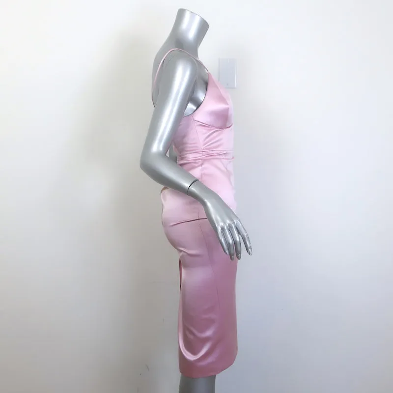 Gucci Duchesse Satin Midi Dress Pink Silk Size 36