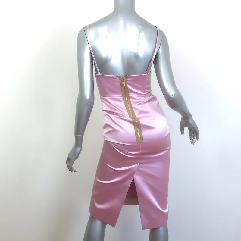 Gucci Duchesse Satin Midi Dress Pink Silk Size 36