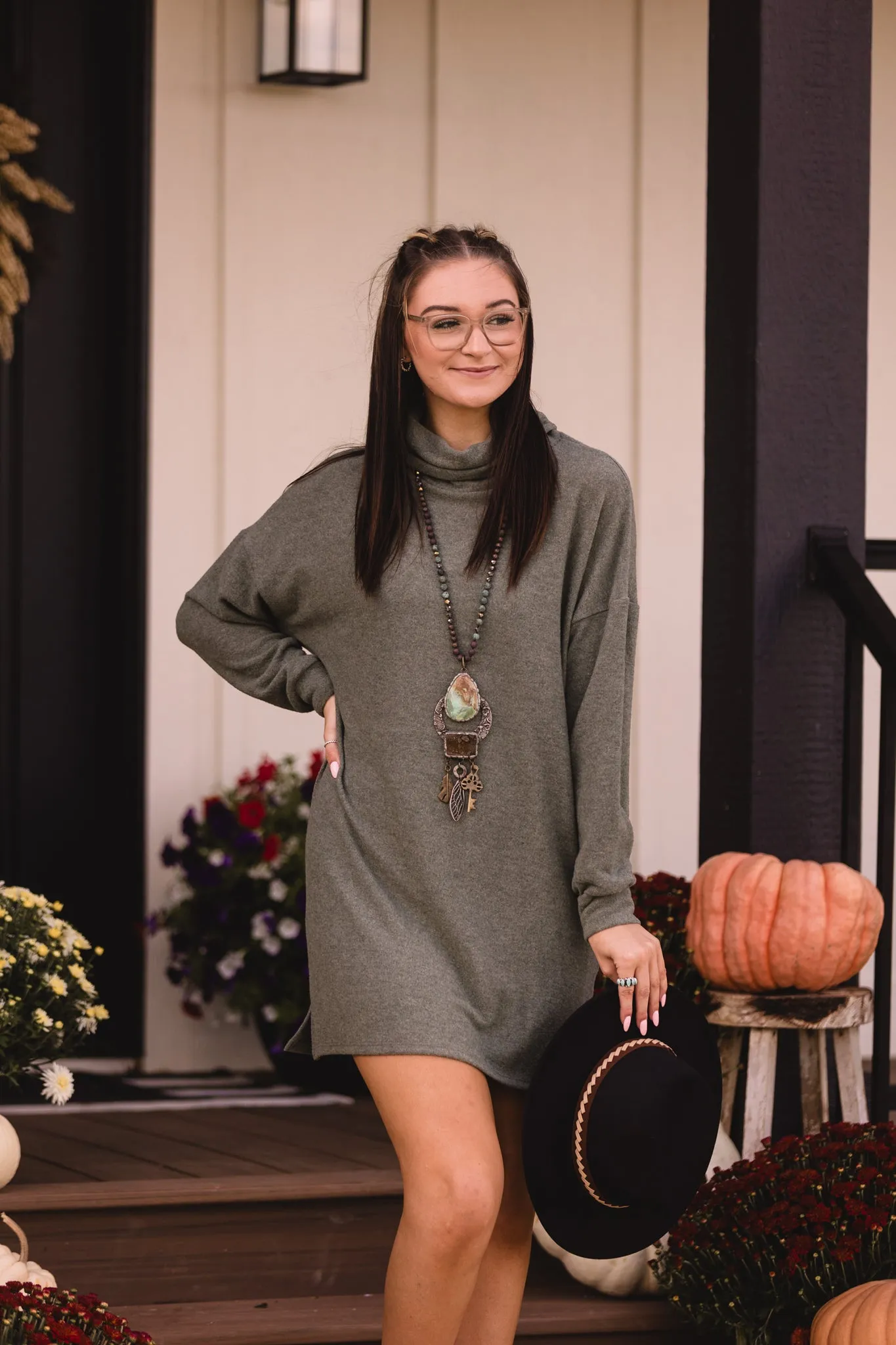 Hacci Cowl Neck Dress