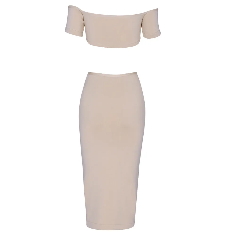 Halter Short Sleeve Cut Out Midi Bandage Dress