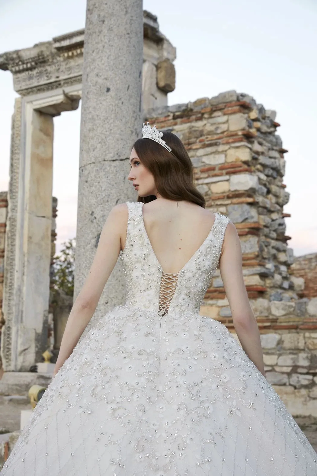Heavily Embellished Ivory Bridal Gown Wedding Dress