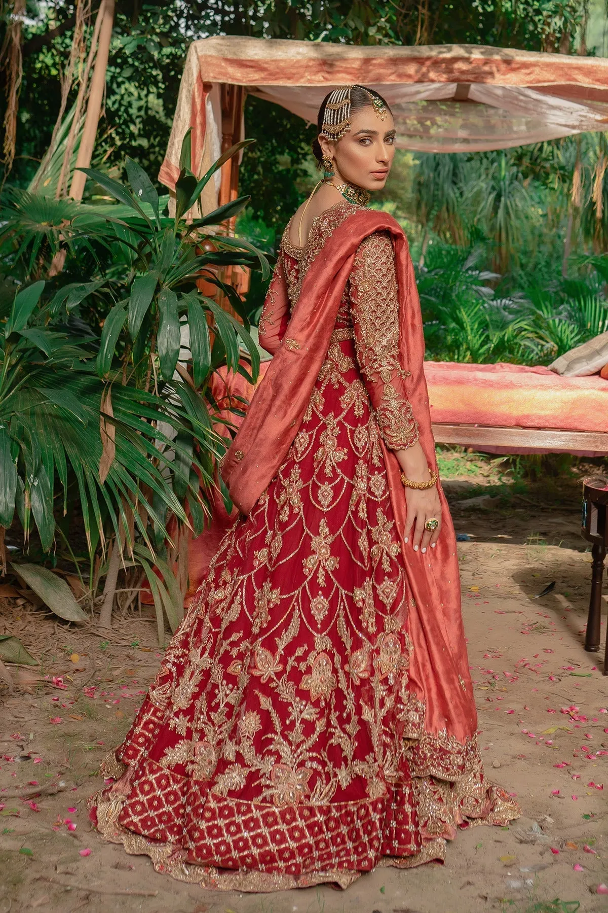 Heavily Embellished Red Lehenga Maxi Indian Bridal Wear