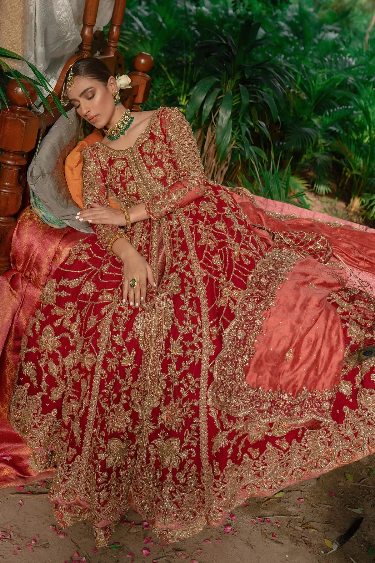 Heavily Embellished Red Lehenga Maxi Indian Bridal Wear