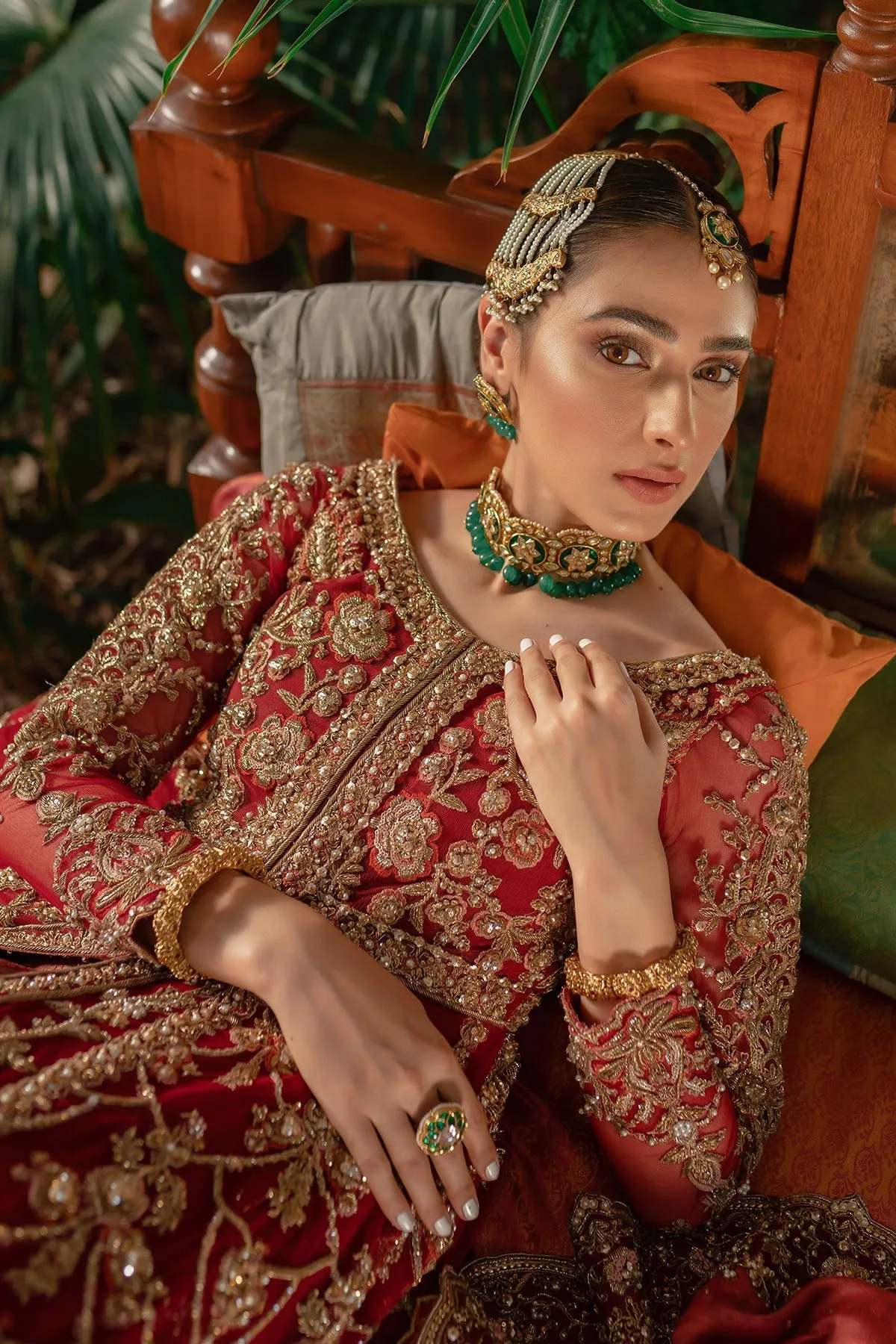 Heavily Embellished Red Lehenga Maxi Indian Bridal Wear