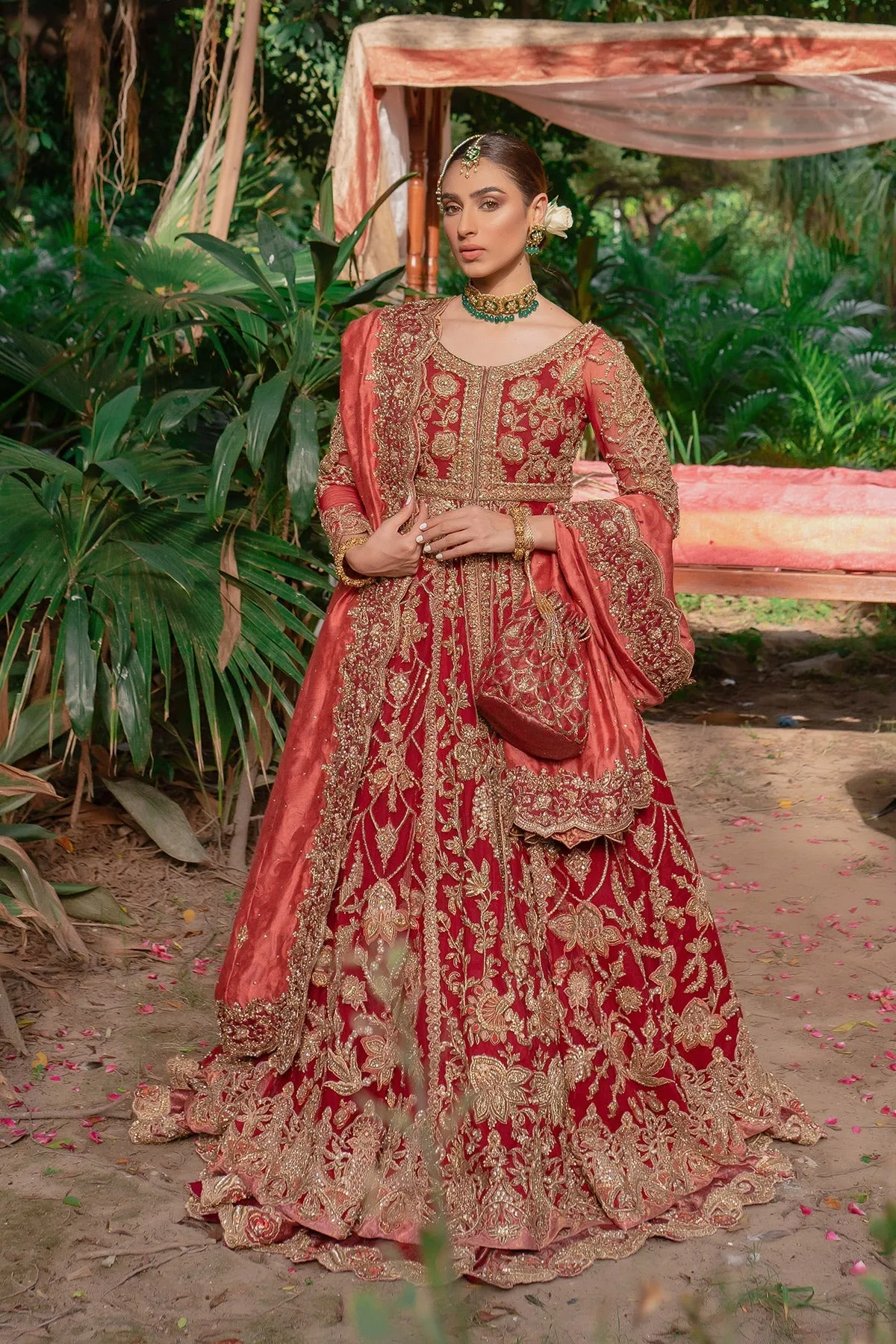 Heavily Embellished Red Lehenga Maxi Indian Bridal Wear