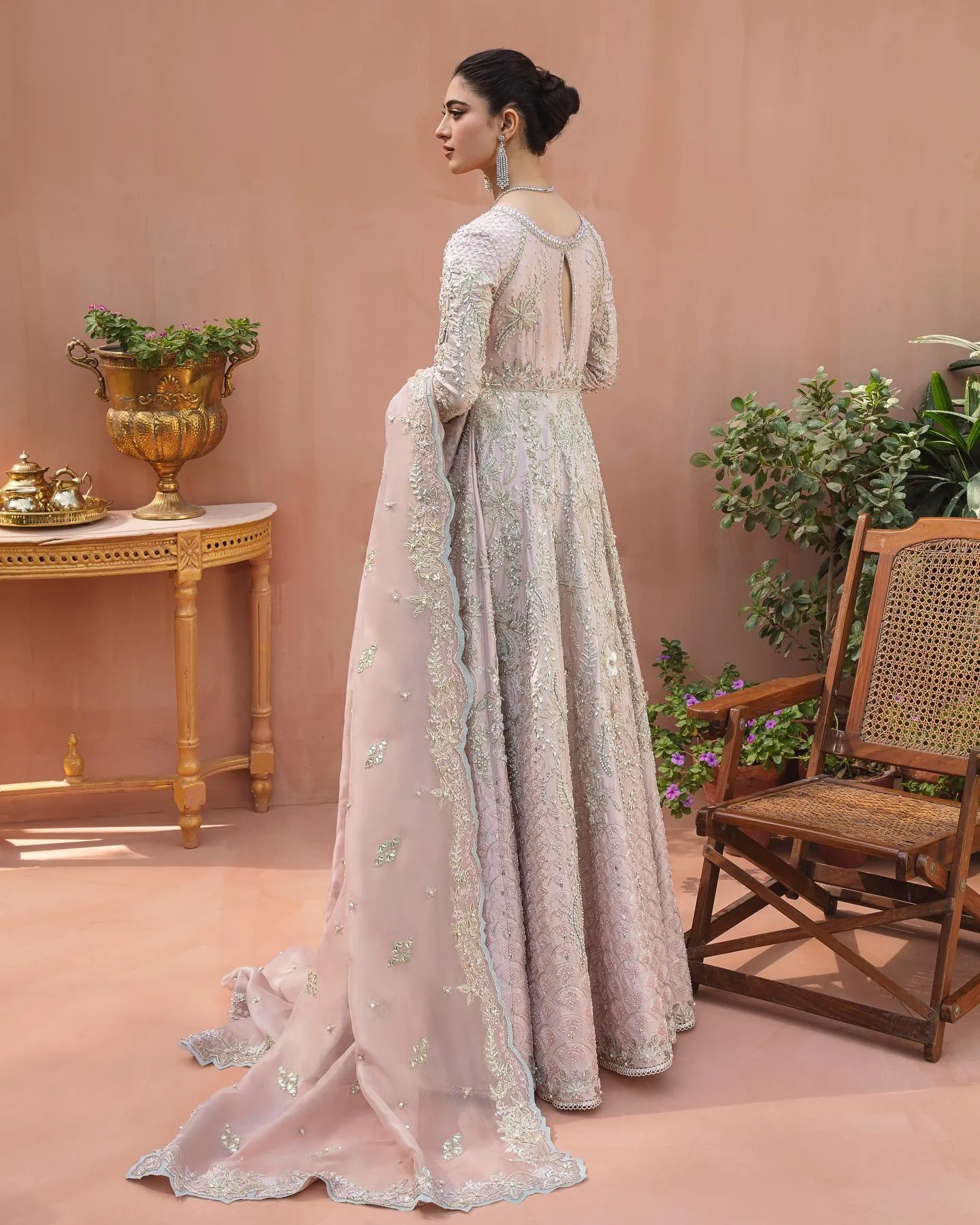Heavy Indian Dark Peach Lehenga for Bridal Wear #BN1210