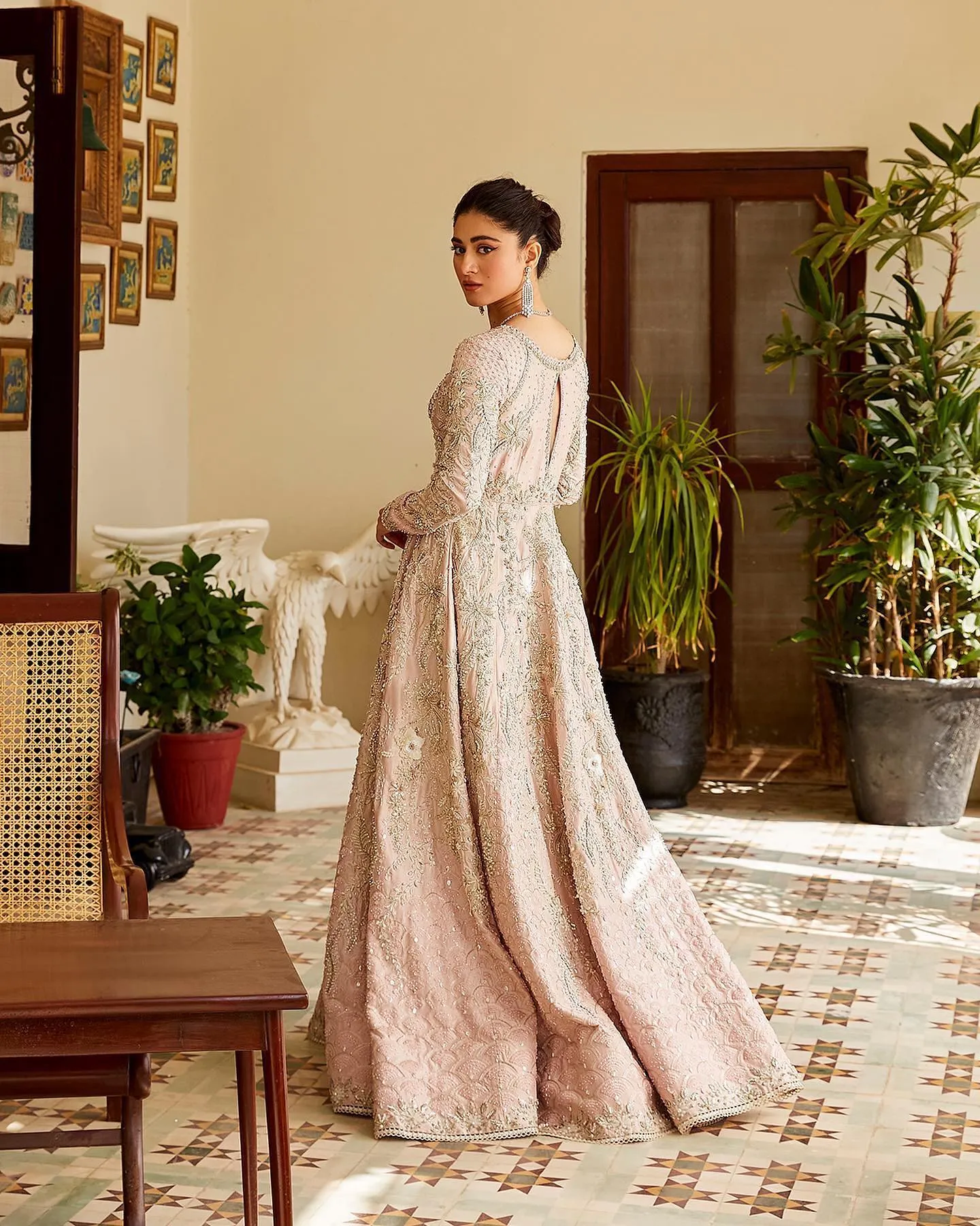 Heavy Indian Dark Peach Lehenga for Bridal Wear #BN1210