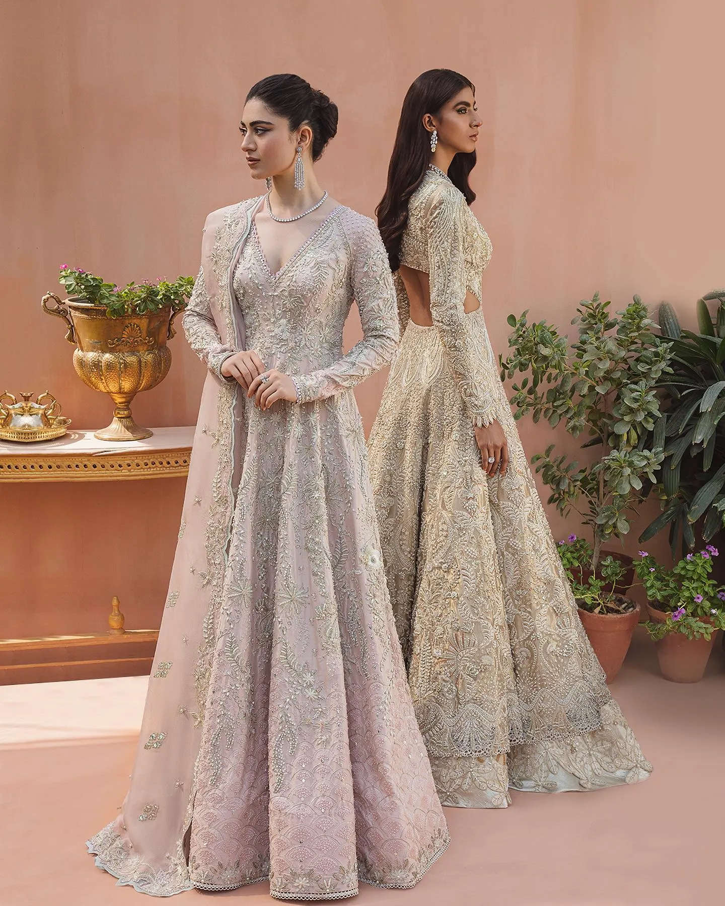 Heavy Indian Dark Peach Lehenga for Bridal Wear #BN1210