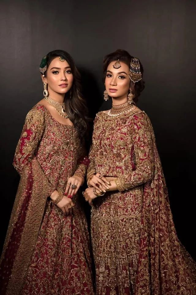 Heavy Indian Golden Red Lehenga Bridal Attire #BN1196