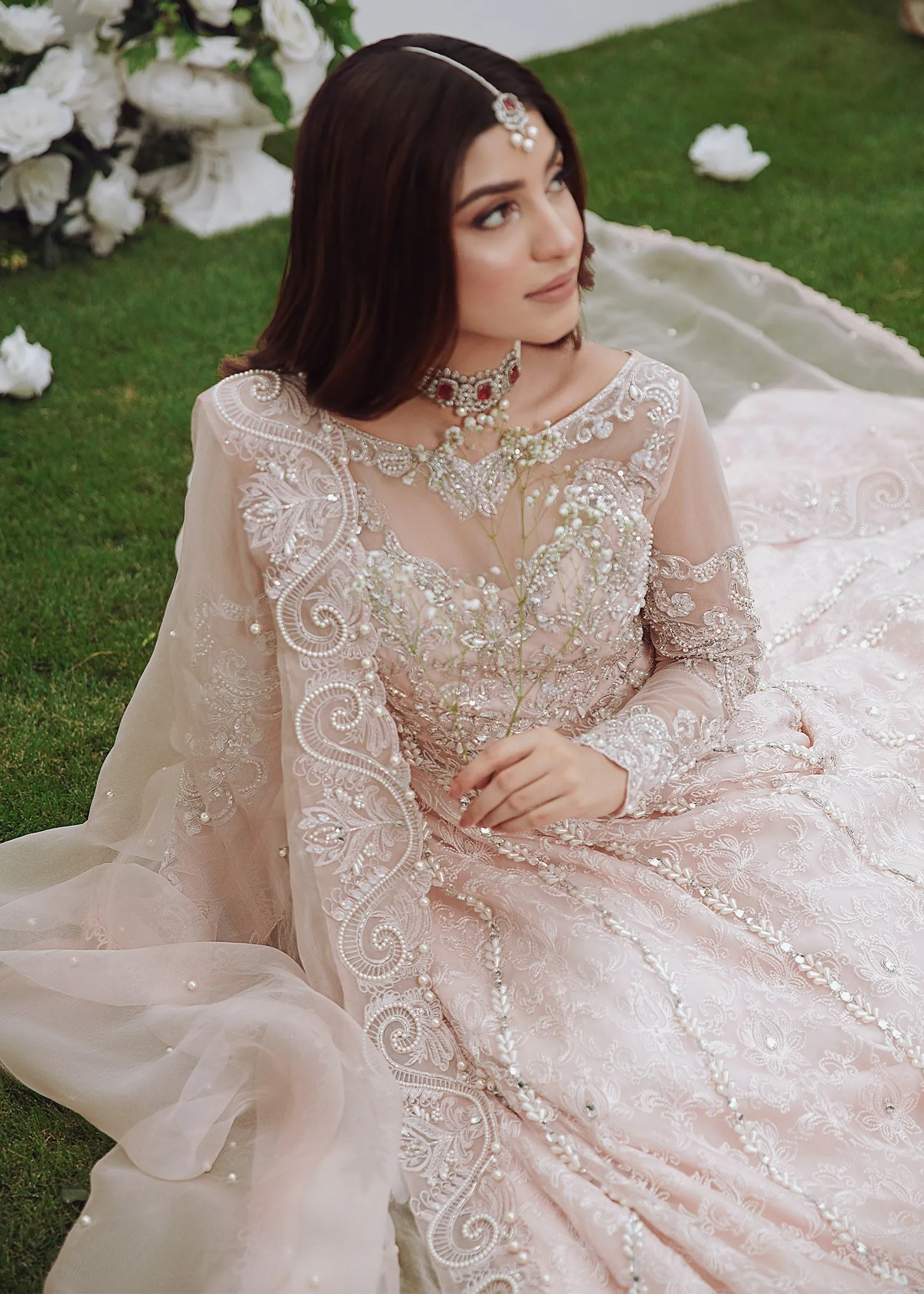 Heavy Indian Pink Lehenga for Bride in Raw Silk #BN1197