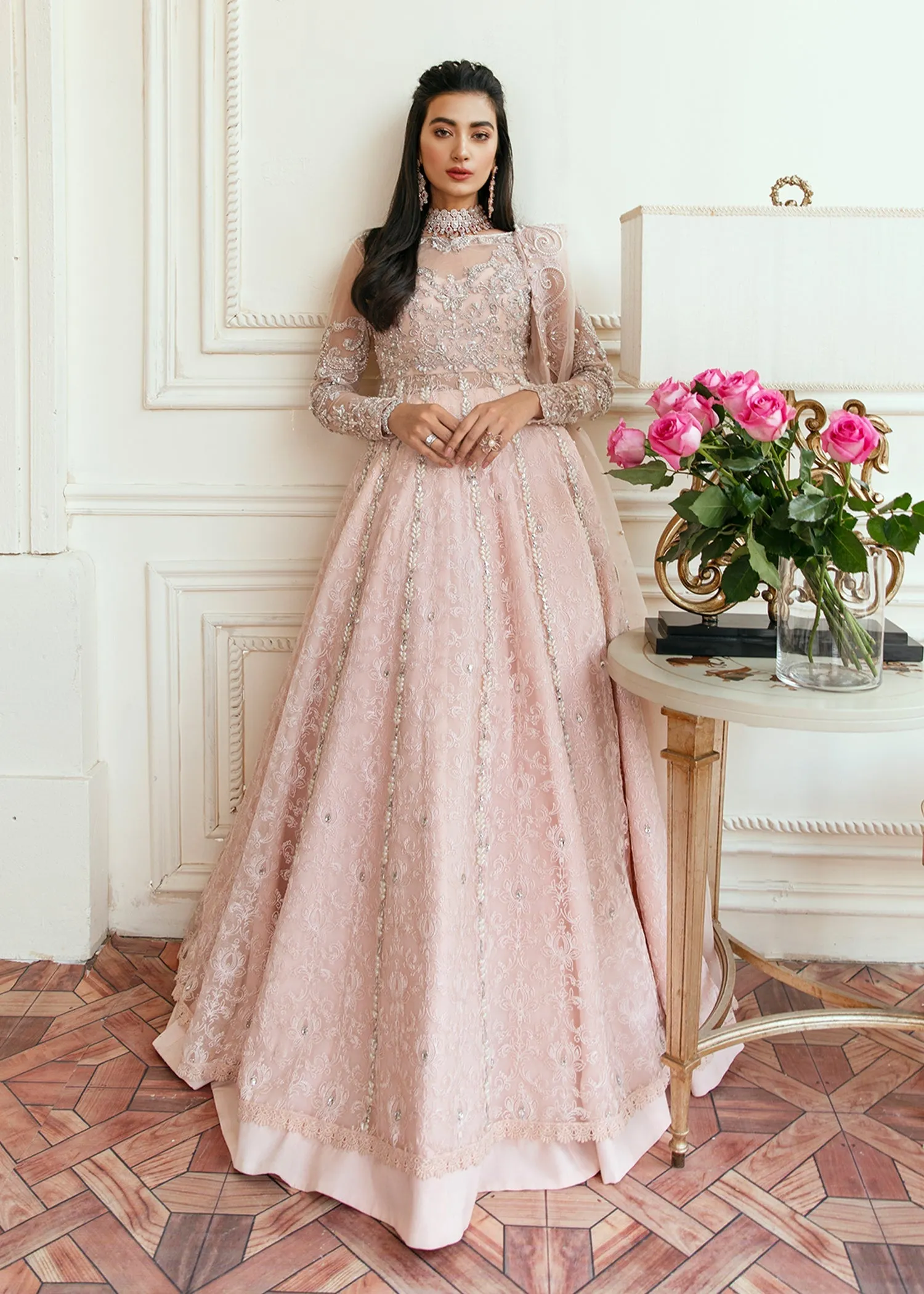 Heavy Indian Pink Lehenga for Bride in Raw Silk #BN1197