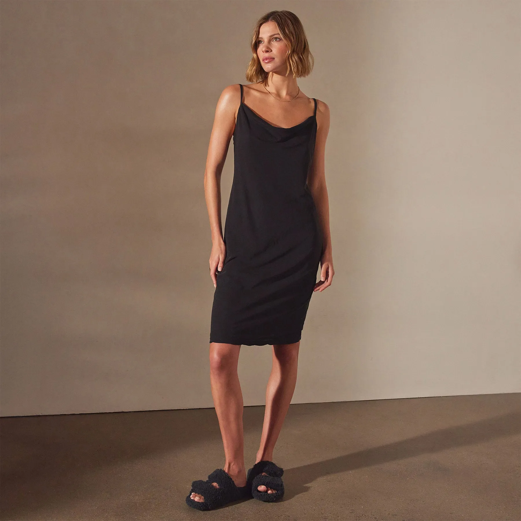 High Gauge Drop Front Dress - Black
