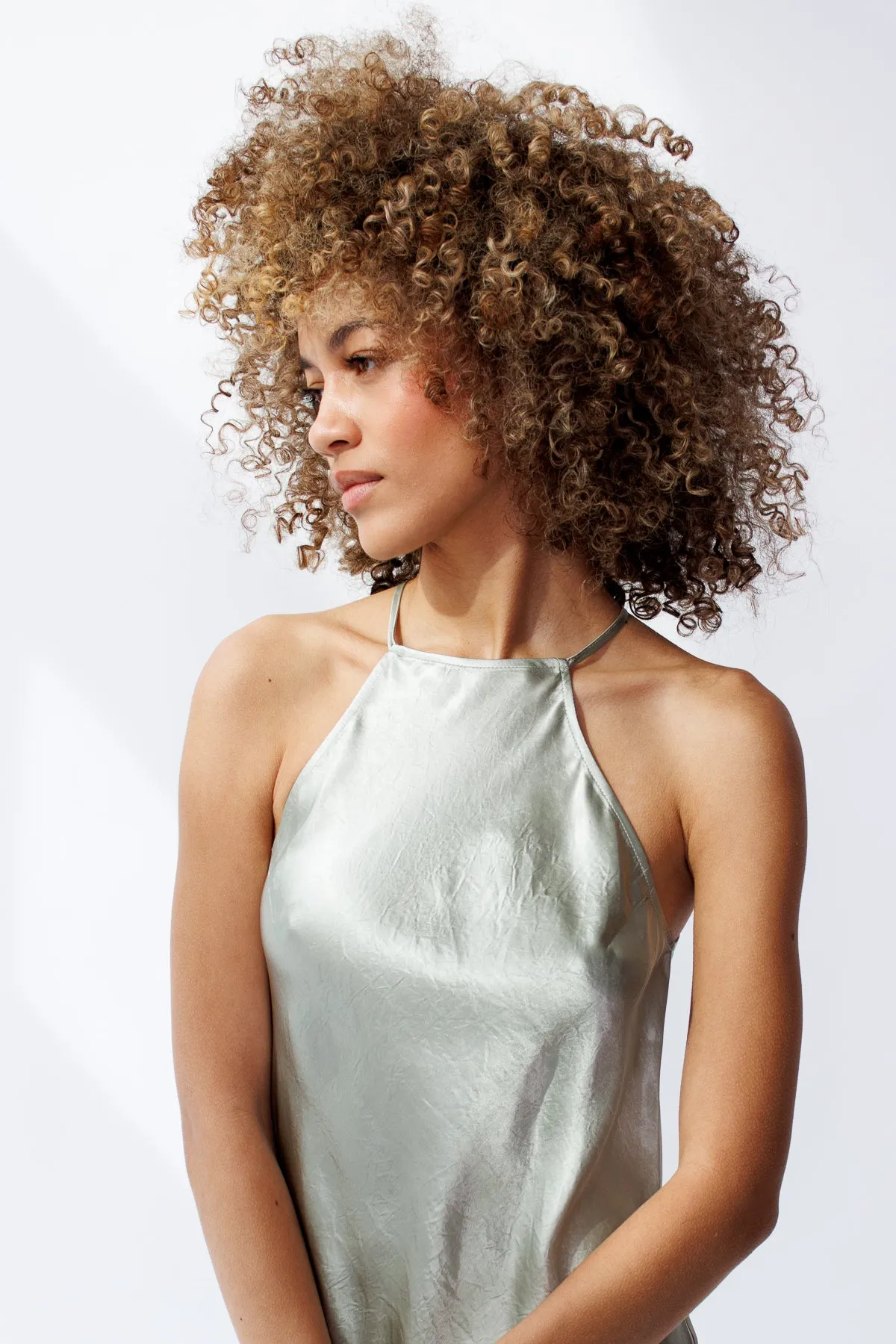High Neck Bias Dress
