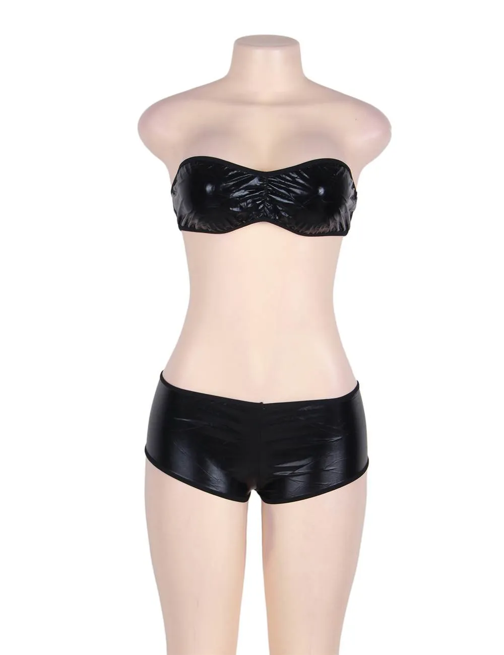High Neck Black Lace Long Sleeve Lingerie Set