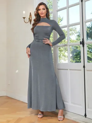 High Neck Cut Out Maxi Bodycon Dress HB100230
