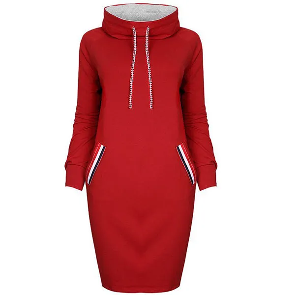 High Neck Drawstring Pocket Pencil Dress