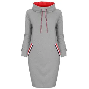 High Neck Drawstring Pocket Pencil Dress