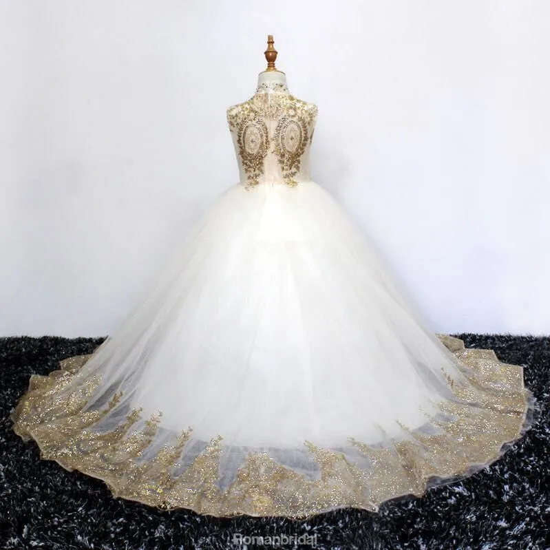 High Neck Sleeveless Beading Tutu, Gorgeous Flower Girl Dresses, FG0120
