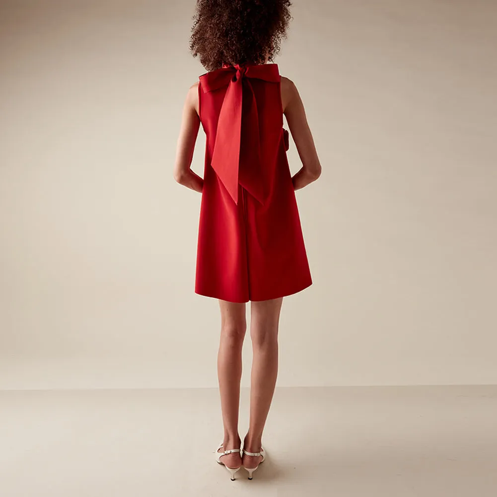 High Neck Sleeveless Flowers Mini Dress KLYF1277