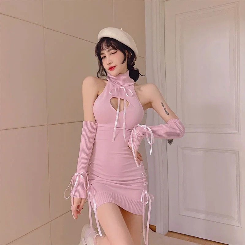 High neck strapless strappy dress AN0239