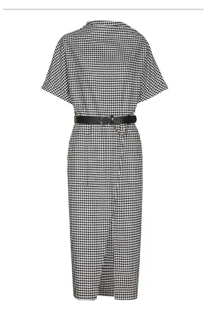 HOUNDSTOOTH SLIGHTLY FITTED STRETCH DRESS