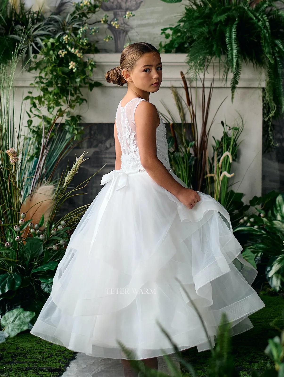 Illusion Neckline Horsehair Dress ES02