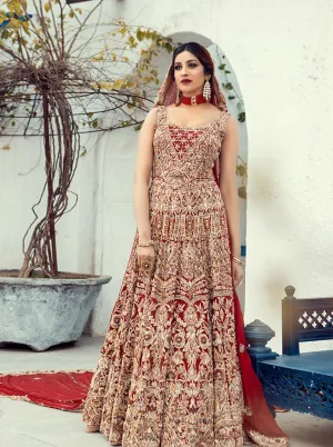 Indian Gold Red Lehenga Combination for Bridal #BN1212