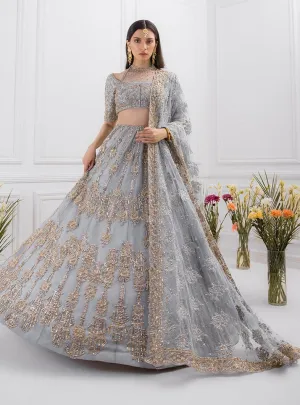 Indian Ice Blue Lehenga Choli for Bridal Wear #BN1218