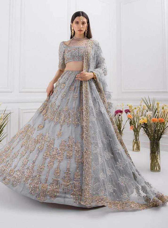 Indian Ice Blue Lehenga Choli for Bridal Wear #BN1218
