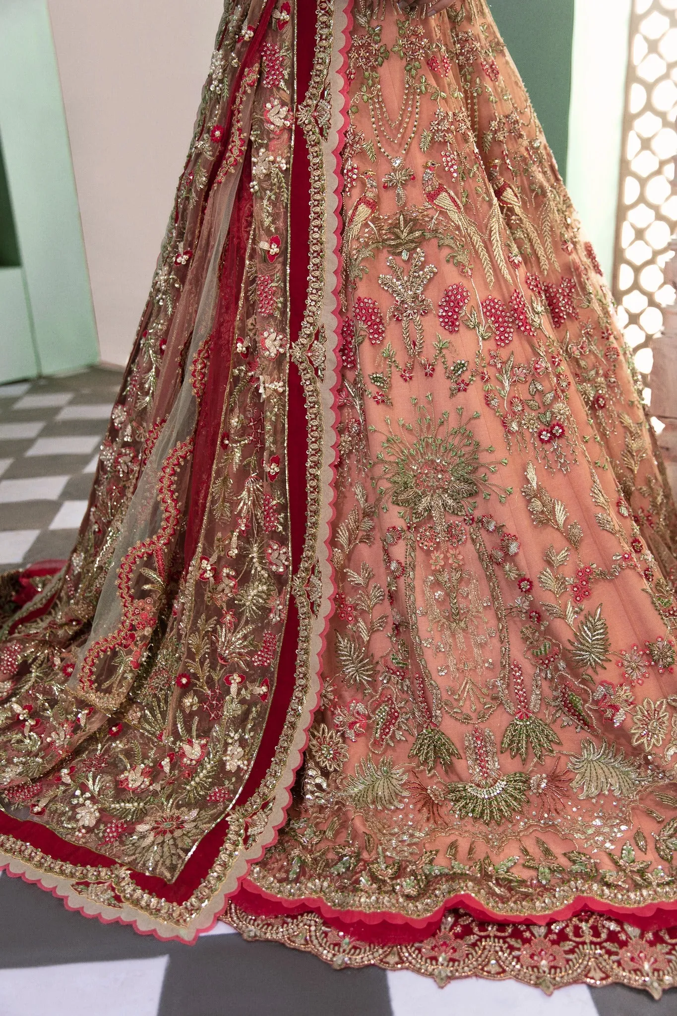 Indian Multicolor Stone Work Bridal Lehenga #BN1168
