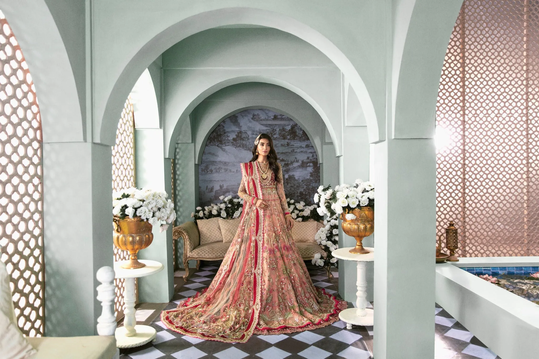Indian Multicolor Stone Work Bridal Lehenga #BN1168