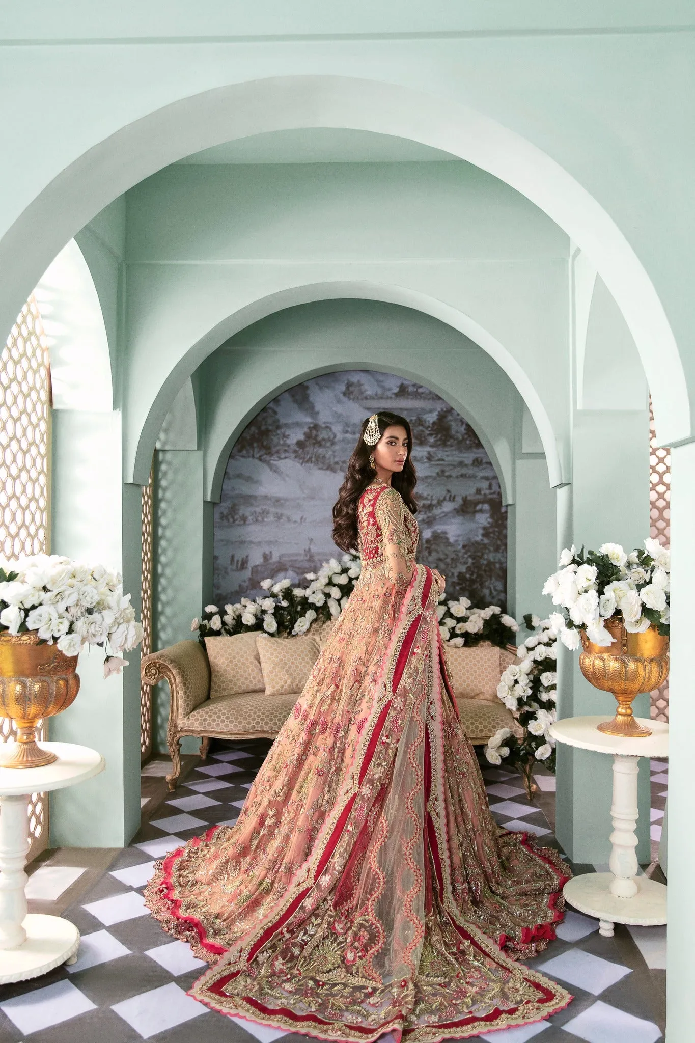 Indian Multicolor Stone Work Bridal Lehenga #BN1168