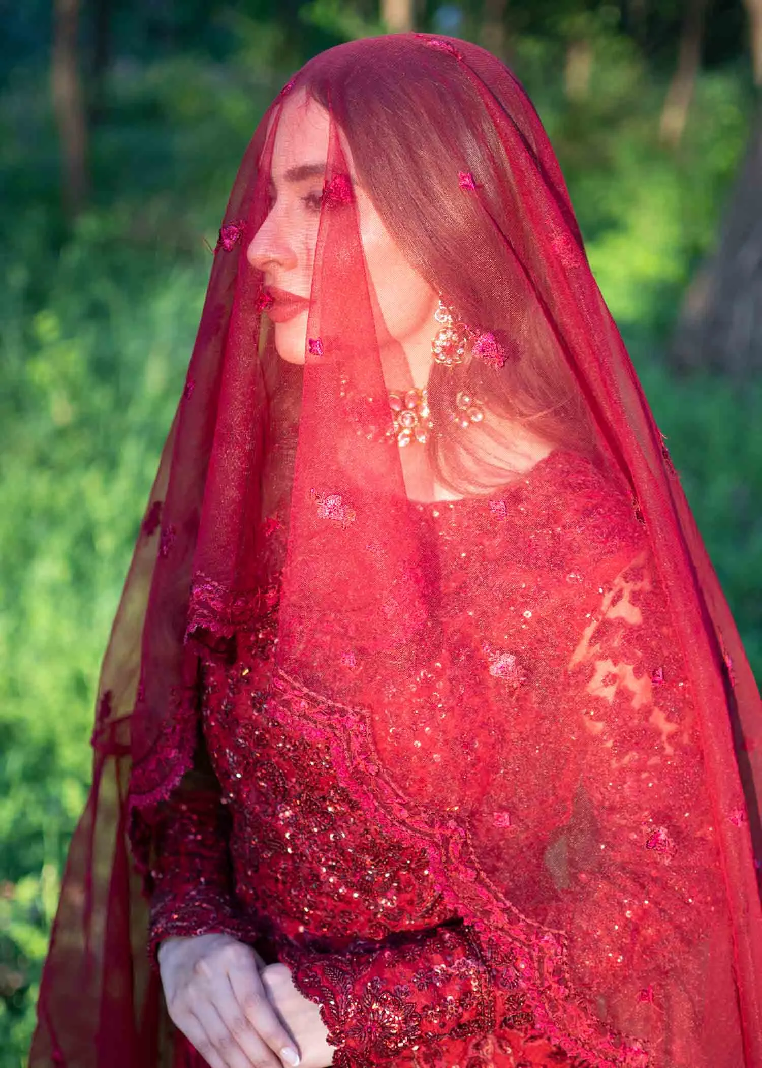 Indian Plain Red Lehenga in Mermaid Gown Style #BN1174