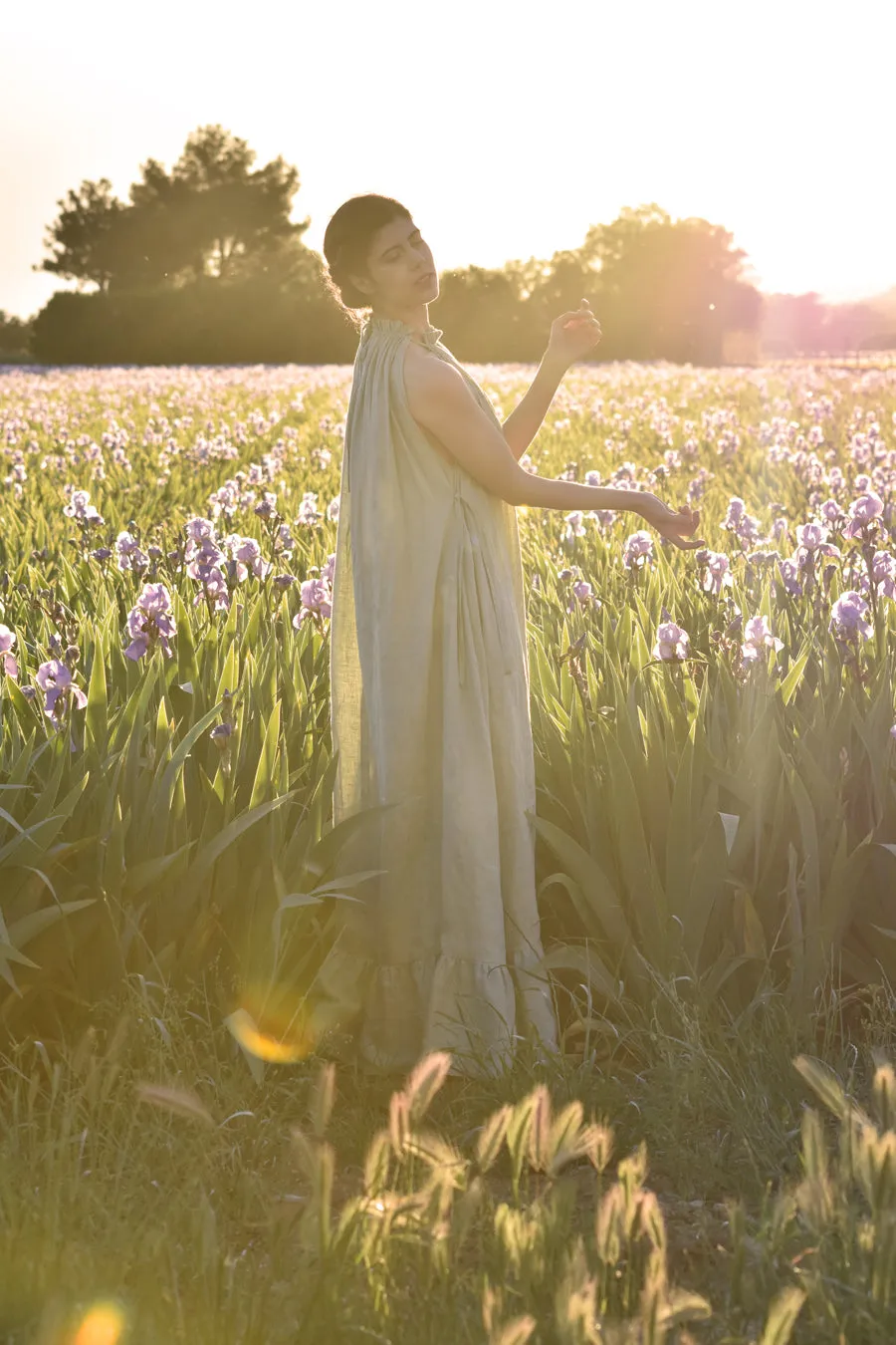Iris Gown in Celadon Linen - Long or Midi (Pre-Order, Ships April 15)