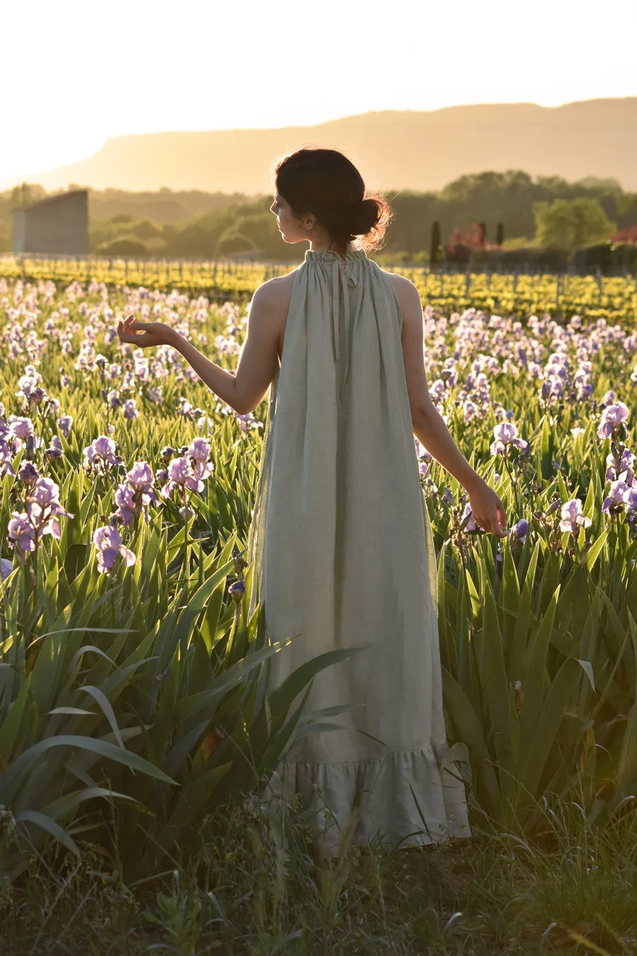 Iris Gown in Celadon Linen - Long or Midi (Pre-Order, Ships April 15)