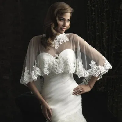 Ivory Bridal Accessory Dress Wrap High Neck With Appliques Lace Bolero