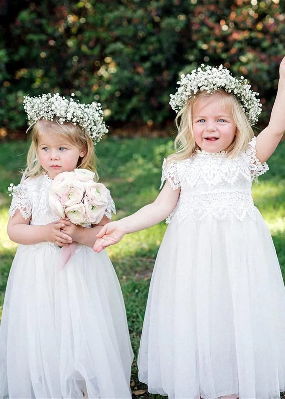 Jasmine Lace Communion Girl Dress in White