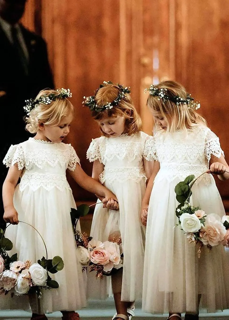 Jasmine Lace Communion Girl Dress in White