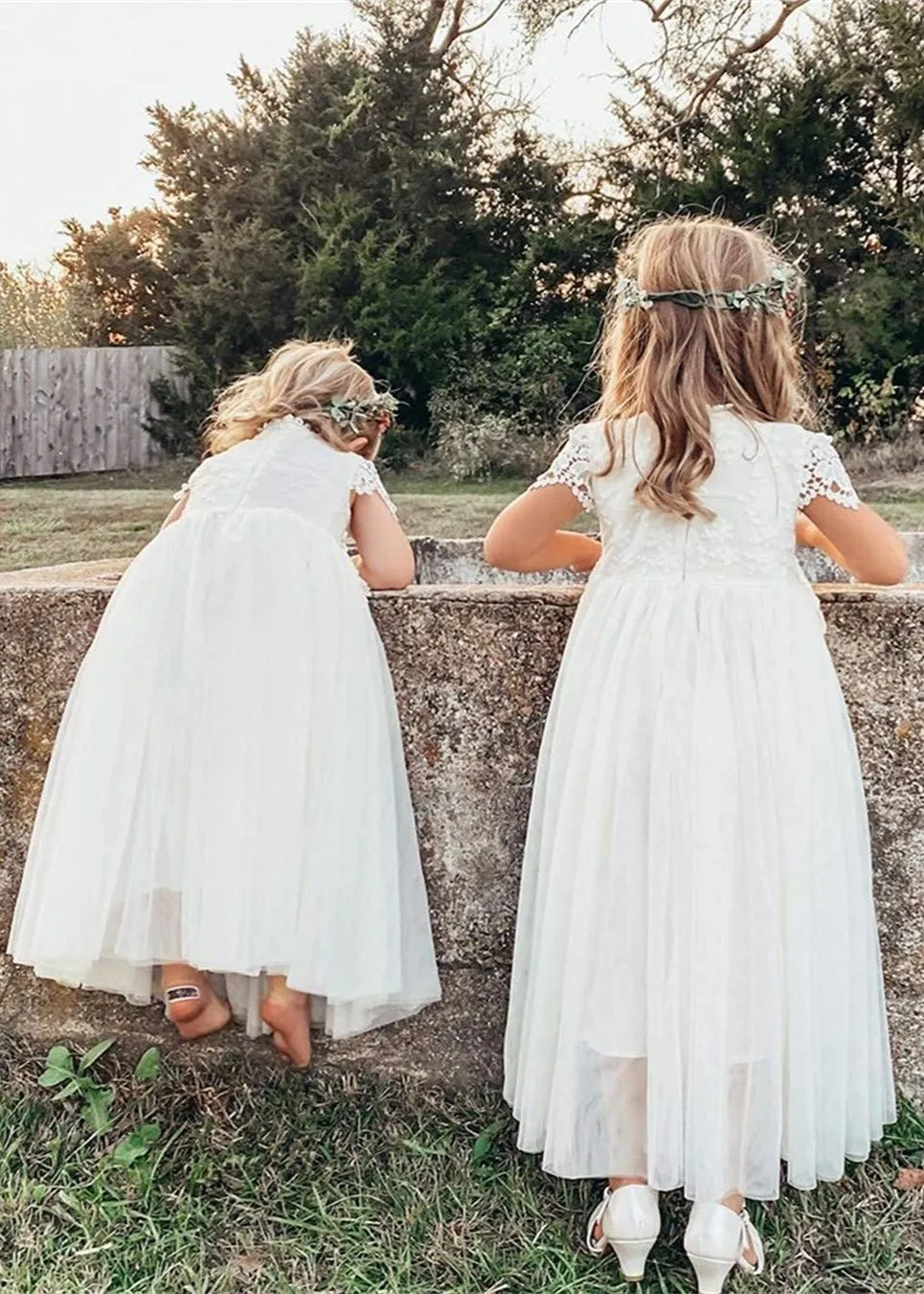 Jasmine Lace Communion Girl Dress in White