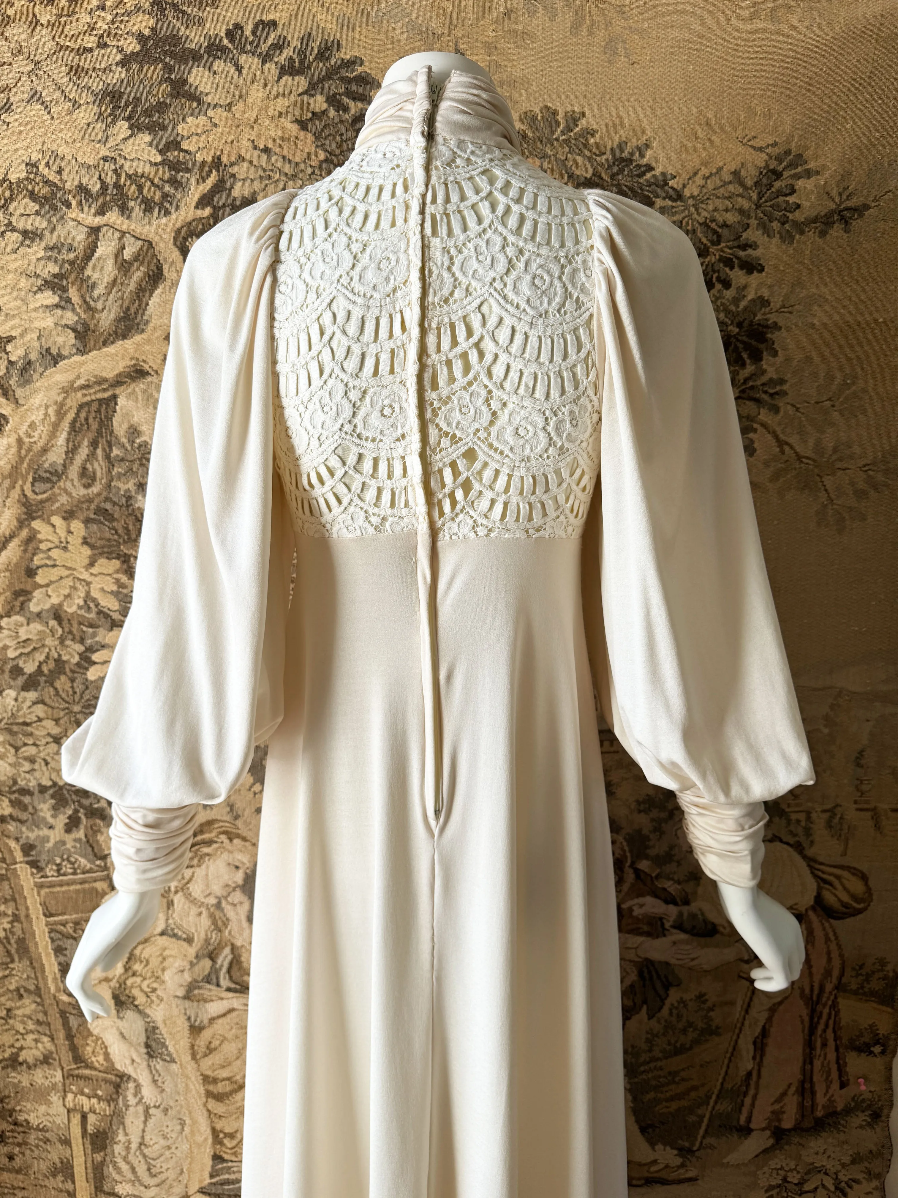 John Marks 1970s Balloon Sleeve Maxi Dress