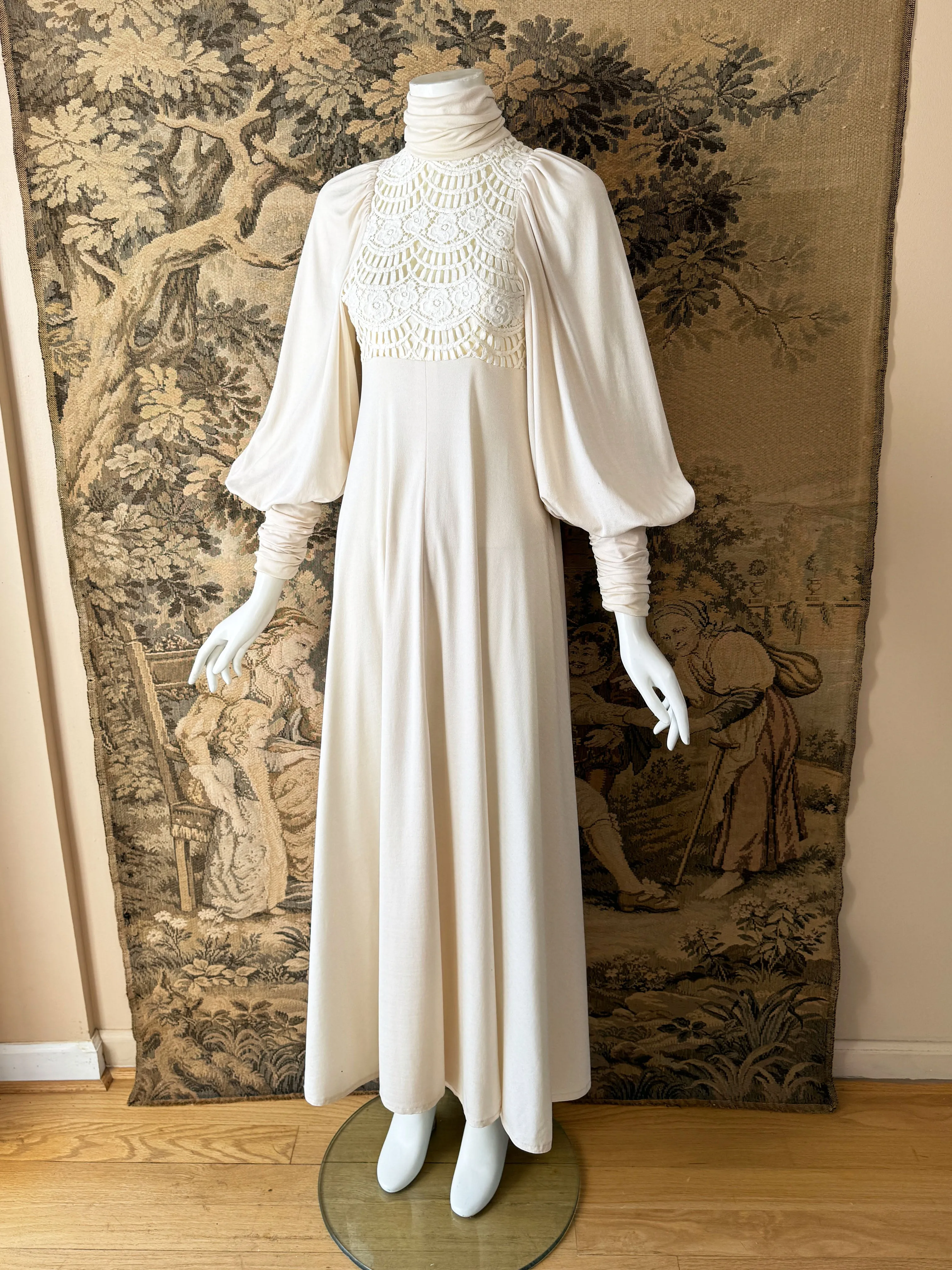 John Marks 1970s Balloon Sleeve Maxi Dress