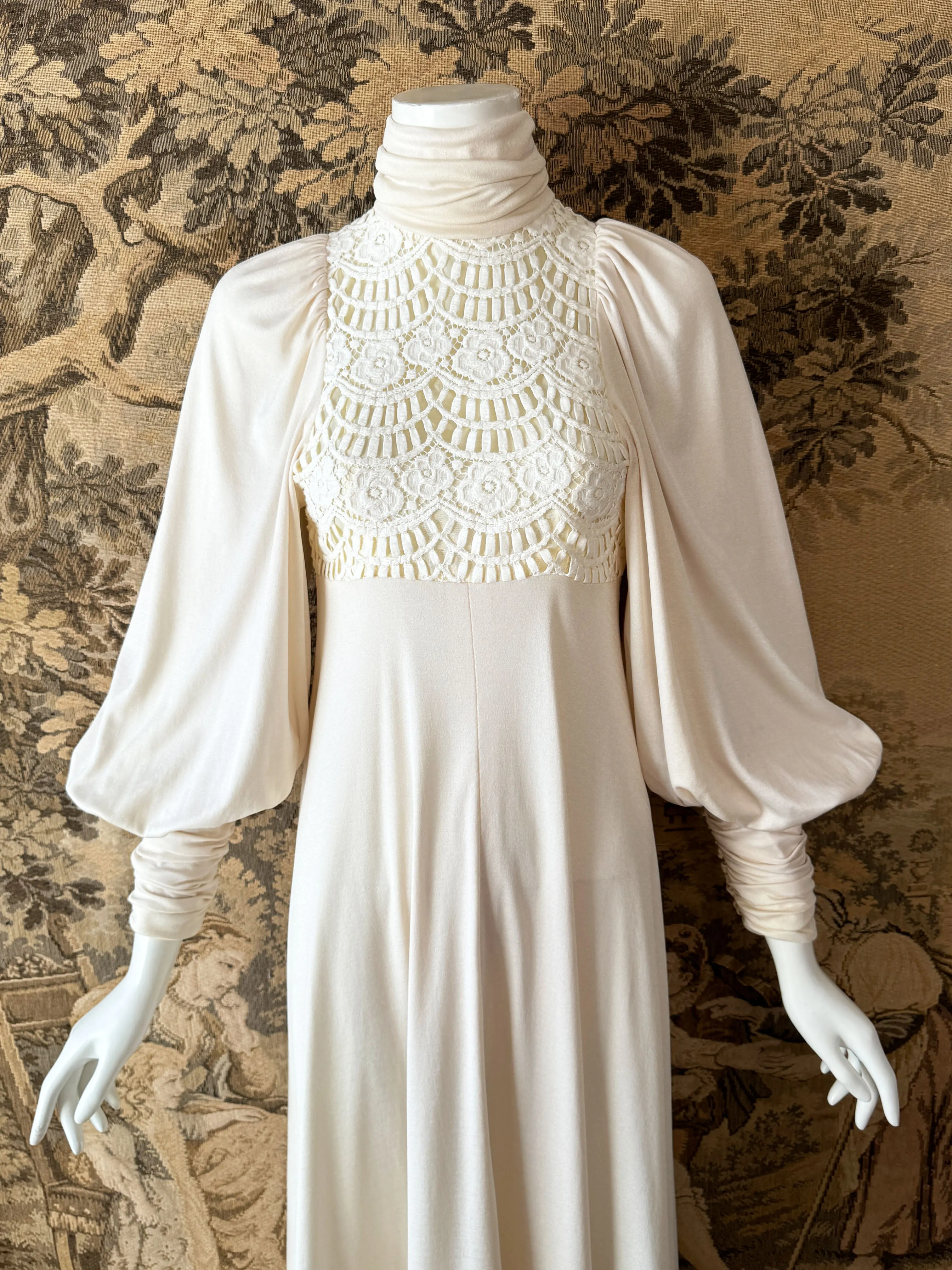 John Marks 1970s Balloon Sleeve Maxi Dress