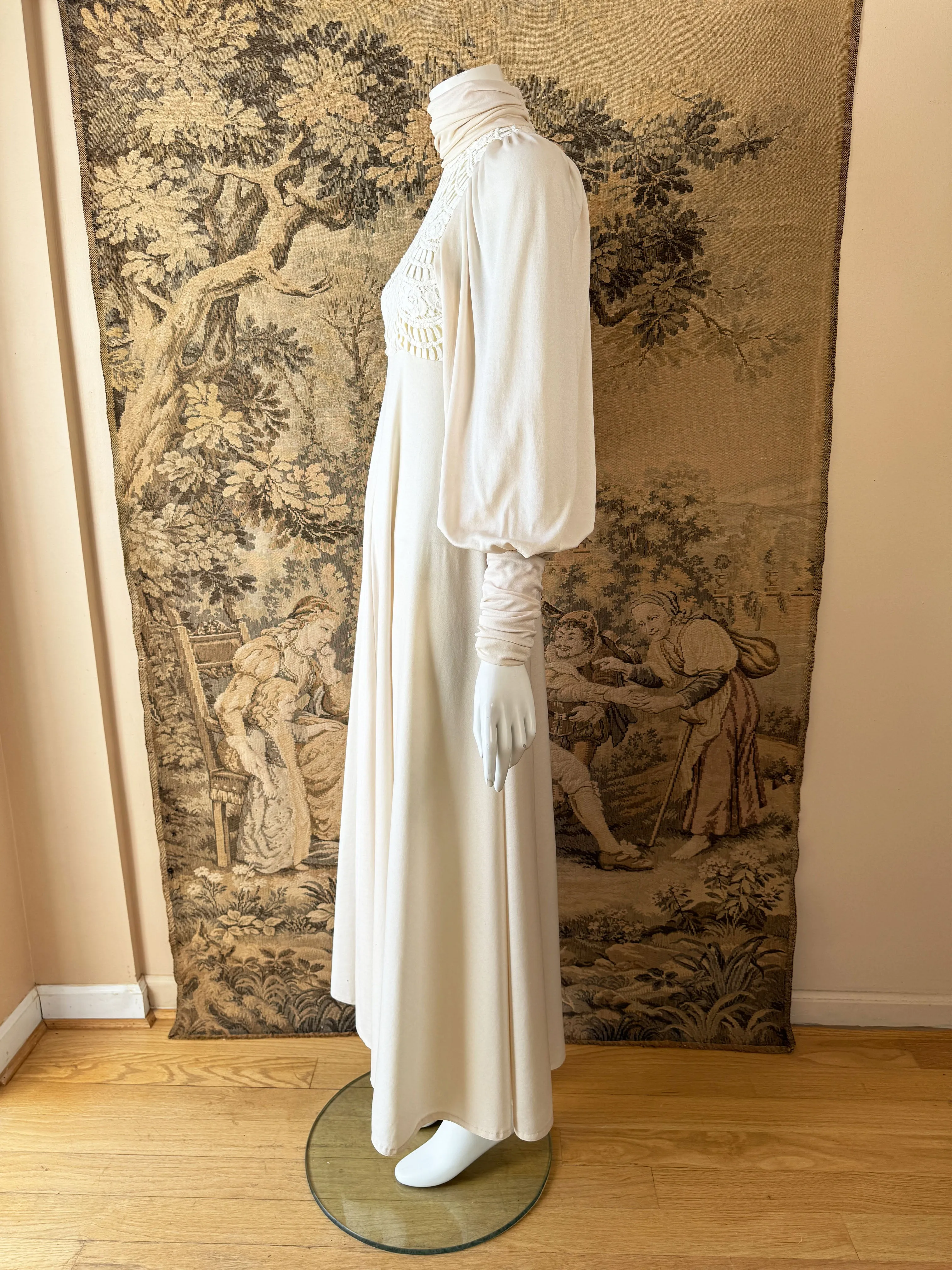 John Marks 1970s Balloon Sleeve Maxi Dress
