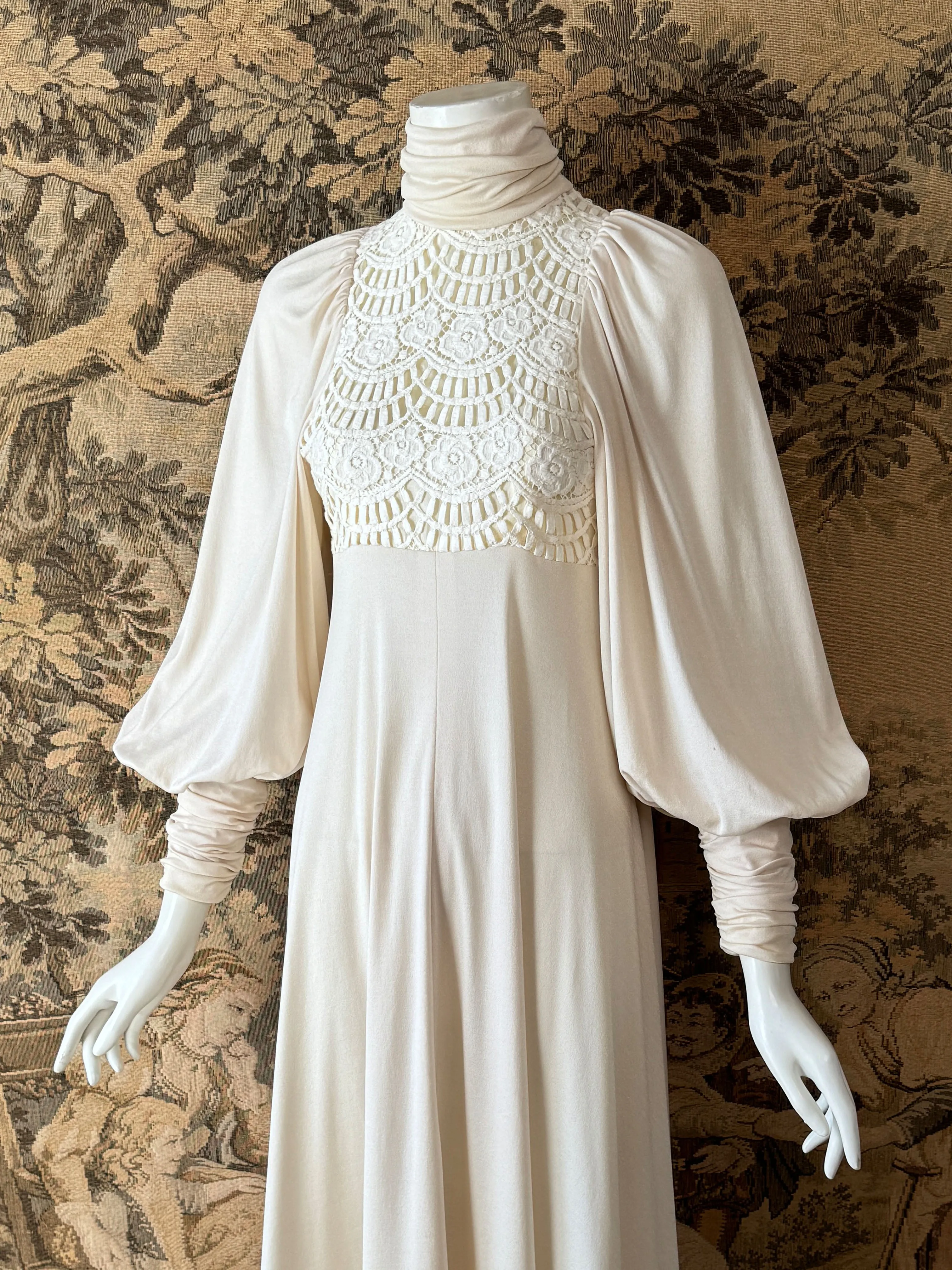 John Marks 1970s Balloon Sleeve Maxi Dress